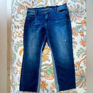 Size 14W Kut from Kloth High Rise Ankle Flare two-tone jeans y2k Streetwear
